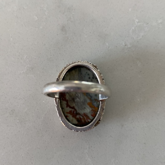 Sterling Silver and Jasper stone ring. Size 7 - Picture 3 of 6